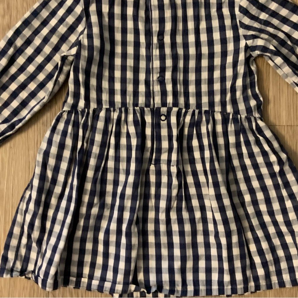 Carter's Girl's Size 24 Months Navy & White Checkered Casual Long Sleeve Dress - Picture 5 of 8